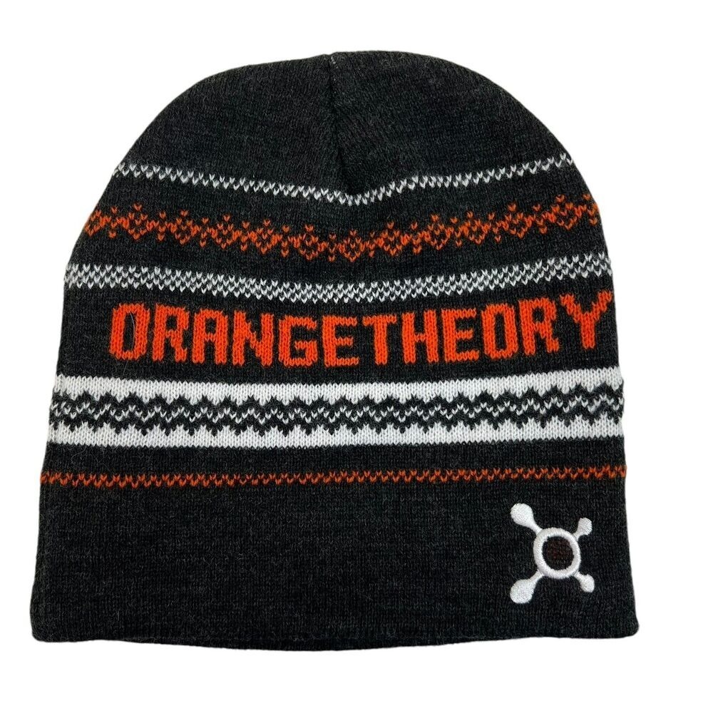 Orange Theory Beanie Hat Black Orange One Size Pull On‎ Warm Embroidered Logo